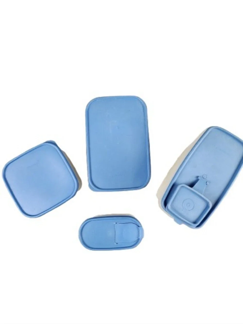 Vintage Tupperware Blue Clear Food Storage Container Set 4 Total